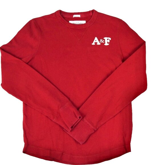 Abercrombie & Fitch A&F Embroidered Crewneck Sweatshirt Men’s M Red Muscle Prep - Picture 1 of 8